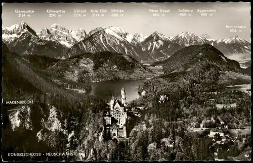 Ansichtskarte Schwangau Schloss Neuschwanstein Allgäuer Hochgebirge 1960