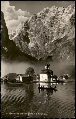 St. Bartholomä-Schönau am Königssee See mit Blick zum Watzmann 1959