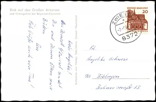 Ansichtskarte Bayerisch Eisenstein Blick zum großen Arbersee 1965