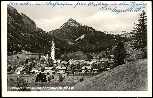 Ansichtskarte Pfronten (Allgäu) Ortspanorama mit Sorgschrofen 1957
