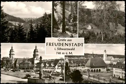 Ansichtskarte Freudenstadt Schwarzwald Mehrbild-AK mit 5 Foto-Ansichten 1960