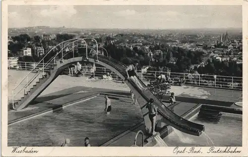 Ansichtskarte Wiesbaden Opelbad - Neroberg, Rutsche 1934