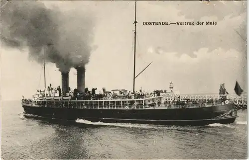 Ostende Oostende Yertrek der Male Schiffe/Schifffahrt - Dampfer 1915