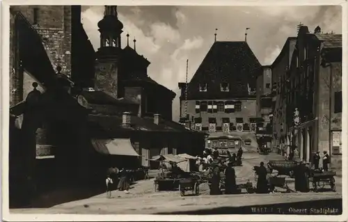 Ansichtskarte Hall in Tirol Solbad Hall Oberer Stadtplatz, Markttrieben 1929