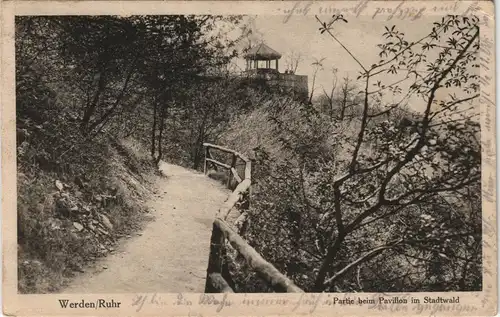 Werden (Ruhr)-Essen (Ruhr) Partie beim Pavillon im Stadtwald 1917