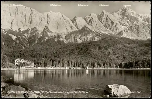 Ansichtskarte Garmisch-Partenkirchen Eibsee mit Waxenstein und Zugspitze 1956