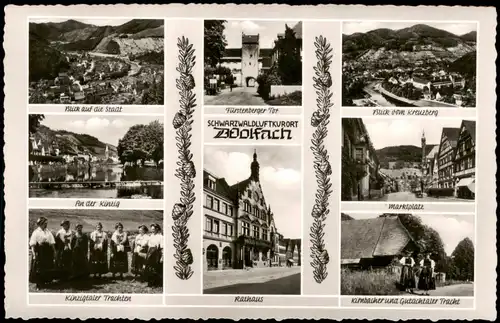 Wolfach (Schwarzwald) Mehrbildkarte mit 8 Foto-Ortsansichten 1960