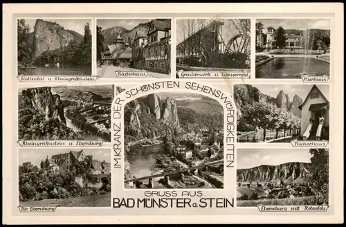 Bad Münster am Stein am Stein-Ebernburg Mehrbildkarte vielen Ortsansichten 1955