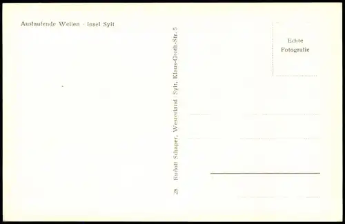 Ansichtskarte Sylt Auslaufende Wellen Insel Sylt 1950