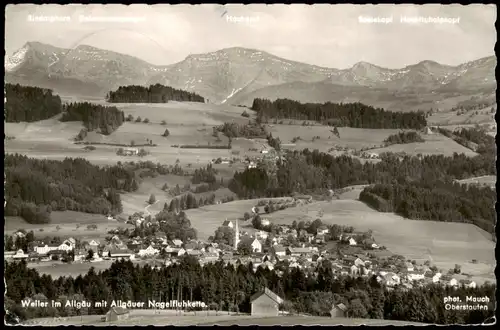 Ansichtskarte .Bayern Weiler im Allgäu mit Allgäuer Nagelfluhkette 1957