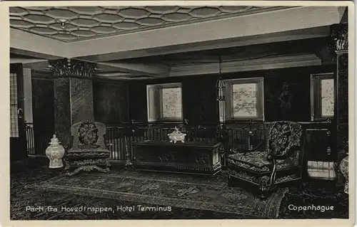 Kopenhagen København Parti fra Hovedtrappen, Hotel Terminus 1932