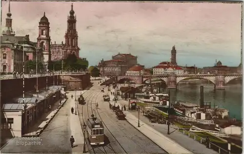 Ansichtskarte Dresden Stadt, Elbedampfer, Colorfotokarte 1928