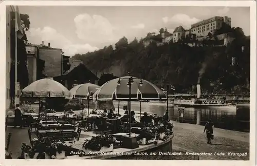 Ansichtskarte Passau Strandrestaurant zur Laube 1935