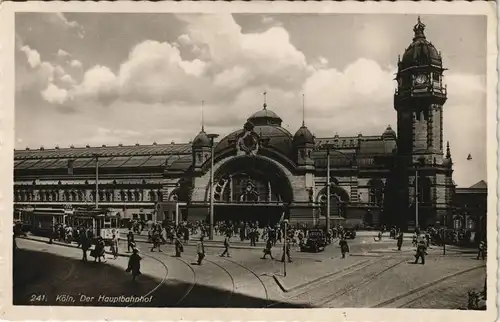 Ansichtskarte Köln Hauptbahnhof, Straßenbahn 1934