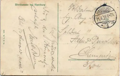 Blankenese-Hamburg Süllberg 1911 Passepartout  gel. Stempel Hamburg