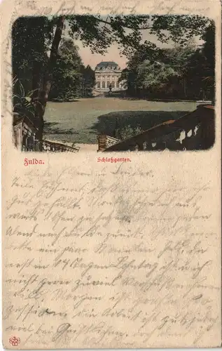 Ansichtskarte Fulda Schloßgarten, colorierte AK 1906