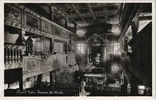Ansichtskarte Oybin geschmücktes Inneres der Kirche 1931