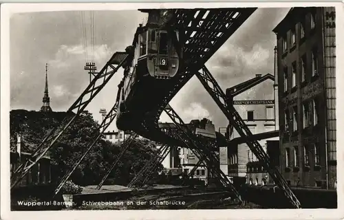 Ansichtskarte Wuppertal Schwebebahn an der Schafbrücke 1942