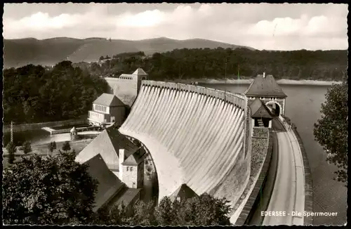 Ansichtskarte Hemfurth-Edersee-Edertal Edertalsperre Sperrmauer Edersee 1960