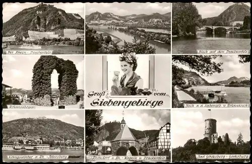 Königswinter Siebengebirge Mehrbildkarte mit Umland-Ansichten 1959