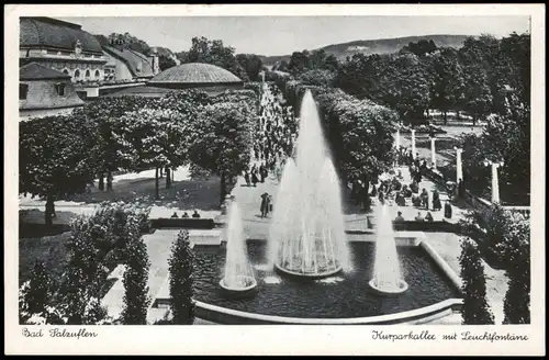 Ansichtskarte Bad Salzuflen Kurparkallee mit Leuchtfontäne 1958