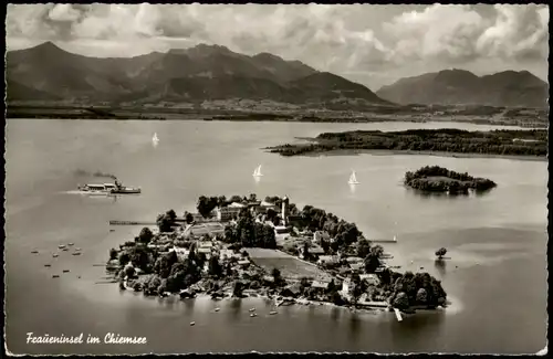 Chiemsee Fraueninsel Chiemsee vom Flieger aus, Luftaufnahme 1960