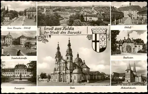 Ansichtskarte Fulda Mehrbild-AK Stadtteilansichten, Dom, Schloss uvm. 1960