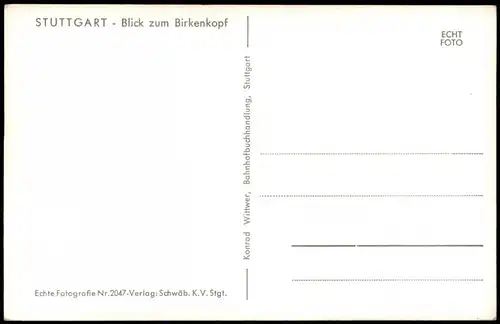 Ansichtskarte Stuttgart Blick zum Birkenkopf 1962