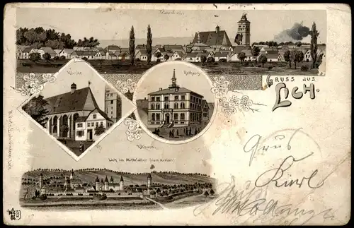 Litho AK Lich (Lk Gießen) Kirche, Rathaus, Totale - Gruss aus.. 1900