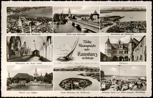 Konstanz Mehrbildkarte Feriengrüße mit Orts- u. Umlandansichten 1957