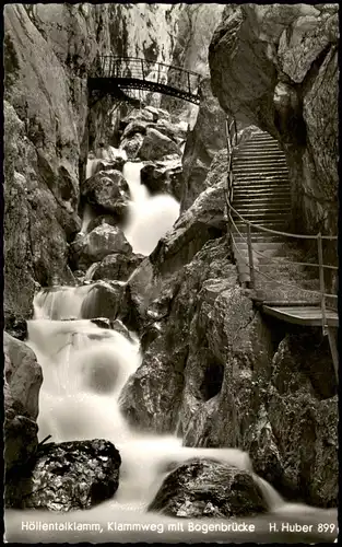 Ansichtskarte Grainau Höllentalklamm, Klammweg mit Bogenbrücke 1957