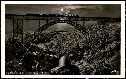 Ansichtskarte Remscheid Nachtstimmung an der Müngstener Brücke 1958
