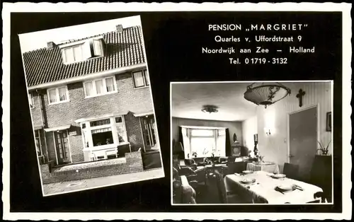 Postkaart Noordwijk PENSION „MARGRIET" Quarles Uffordstraat 9 1958
