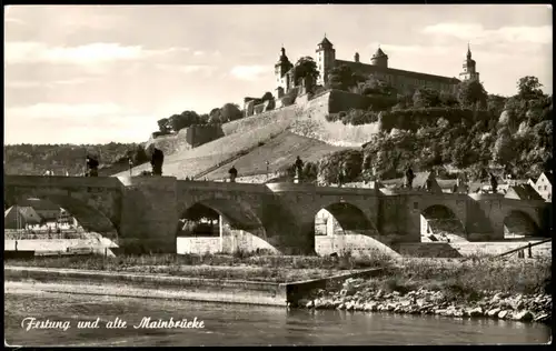 Ansichtskarte Würzburg Festung und alte Mainbrücke 1961