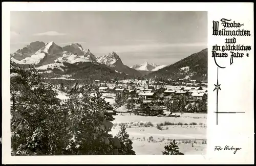 Ansichtskarte Krün Totale - Weinachten u. Neujahr 1960