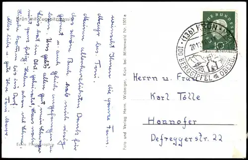 Ansichtskarte Krün Totale - Weinachten u. Neujahr 1960