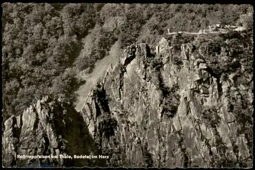 Ansichtskarte Thale (Harz) Roßtrappfelsen bei Thale, Bodetal im Harz 1962