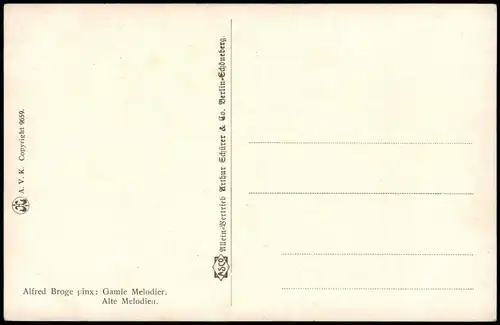 Ansichtskarte  Künstlerkarte Alfred Broge: Gamle Melodier Alte Melodien 1920