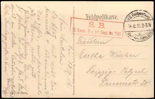 CPA Noyon Strasse Kathedrale 1916   1. WK Feldpost gel mit rotem Briefstempel