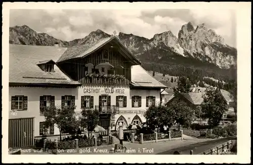 Ansichtskarte Tannheim Gasthaus und Pension Zum Goldenem Kreuz 1950