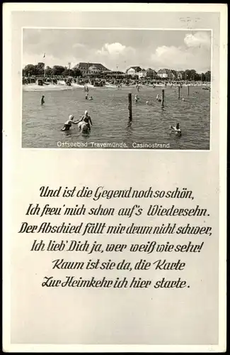 Ansichtskarte Travemünde-Lübeck Casinostrand 1957