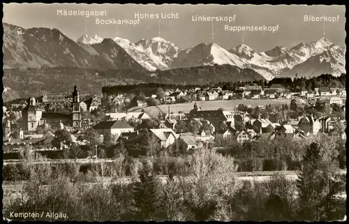 Ansichtskarte Kempten (Allgäu) Stadtpartie - Beschreibung der Bergkette 1958