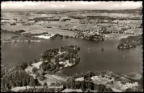 Uffing am Staffelsee Staffelsee, Insel Wörth u. Seehausen, Luftbild 1959