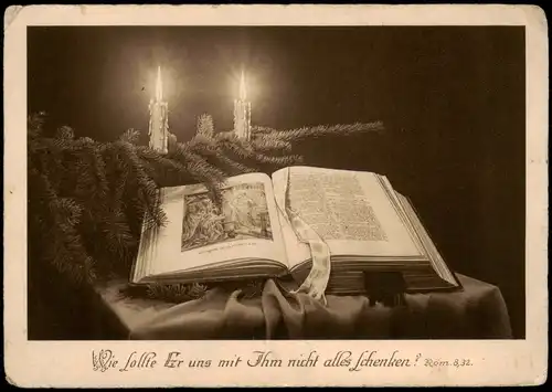 Weihnachten - Christmas, Stimmungsbild aufgeschlagene Bibel 1939