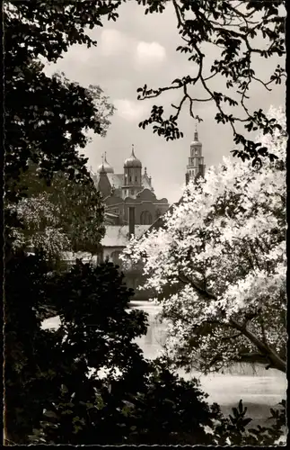 Ansichtskarte Augsburg Blick zum Rathaus und Perlach Stadtteilansicht 1958