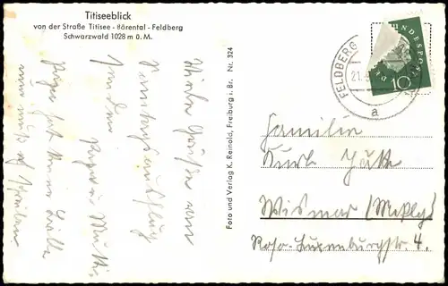 Titisee-Neustadt Titiseeblick von der Straße Titisee-Bärental-Feldberg 1960