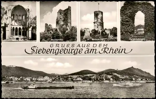 Königswinter   Siebengebirge Heisterbach, Drachenfels, Godesburg,   Rhein 1955