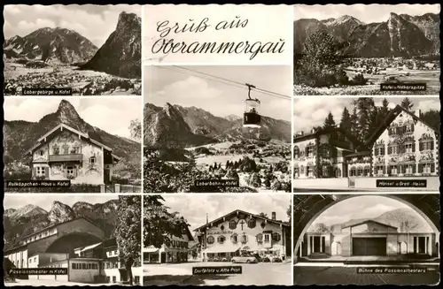 Ansichtskarte Oberammergau Mehrbildkarte mit 8 Ortsansichten 1965