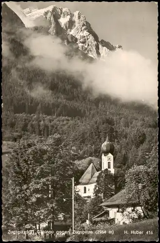 Ansichtskarte Grainau Umland-Ansicht Kirchlein gegen Zugspitze 1961