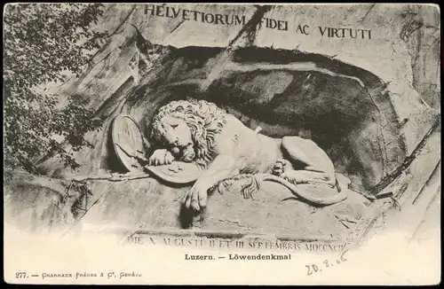 Ansichtskarte Luzern Lucerna Löwendenkmal Löwen-Denkmal Lion Monument 1905